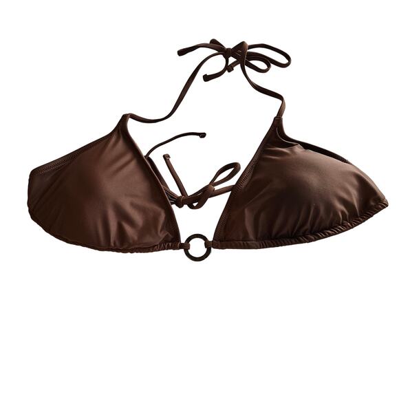 J Crew O-Ring String Bikini Top Brown Plus 3x Beach Pool Vacation Swim - Picture 1 of 8